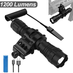 Linterna táctica de 1200 lúmenes, luz para pistola y Rifle, recargable, impermeabilización IPX4, con interruptor de presión, montaje en riel Mlok