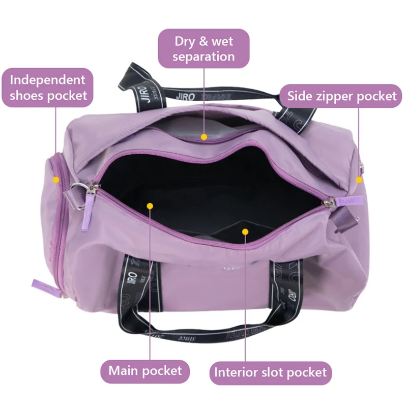 Bolsa de gimnasio de gran capacidad, bolso de hombro para mujer, esterilla de Yoga, bolsa de entrenamiento deportivo, bolsas de almacenamiento de viaje para Fitness y baile, mochila húmeda seca - imagen 4