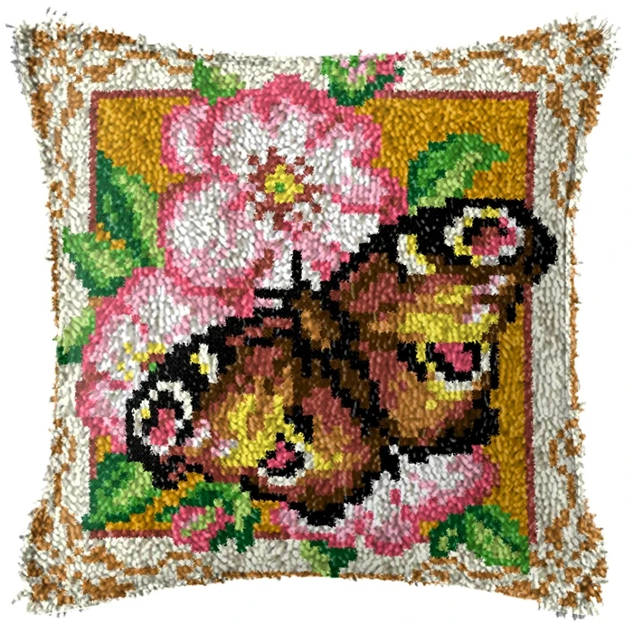 Juego de ganchos de pestillo de estilo mariposa, Kit de gancho de pestillo de bordado, Serie de flores, gancho de pestillo, almohadilla de botón de almohada, paquete de decoración DIY - imagen 4