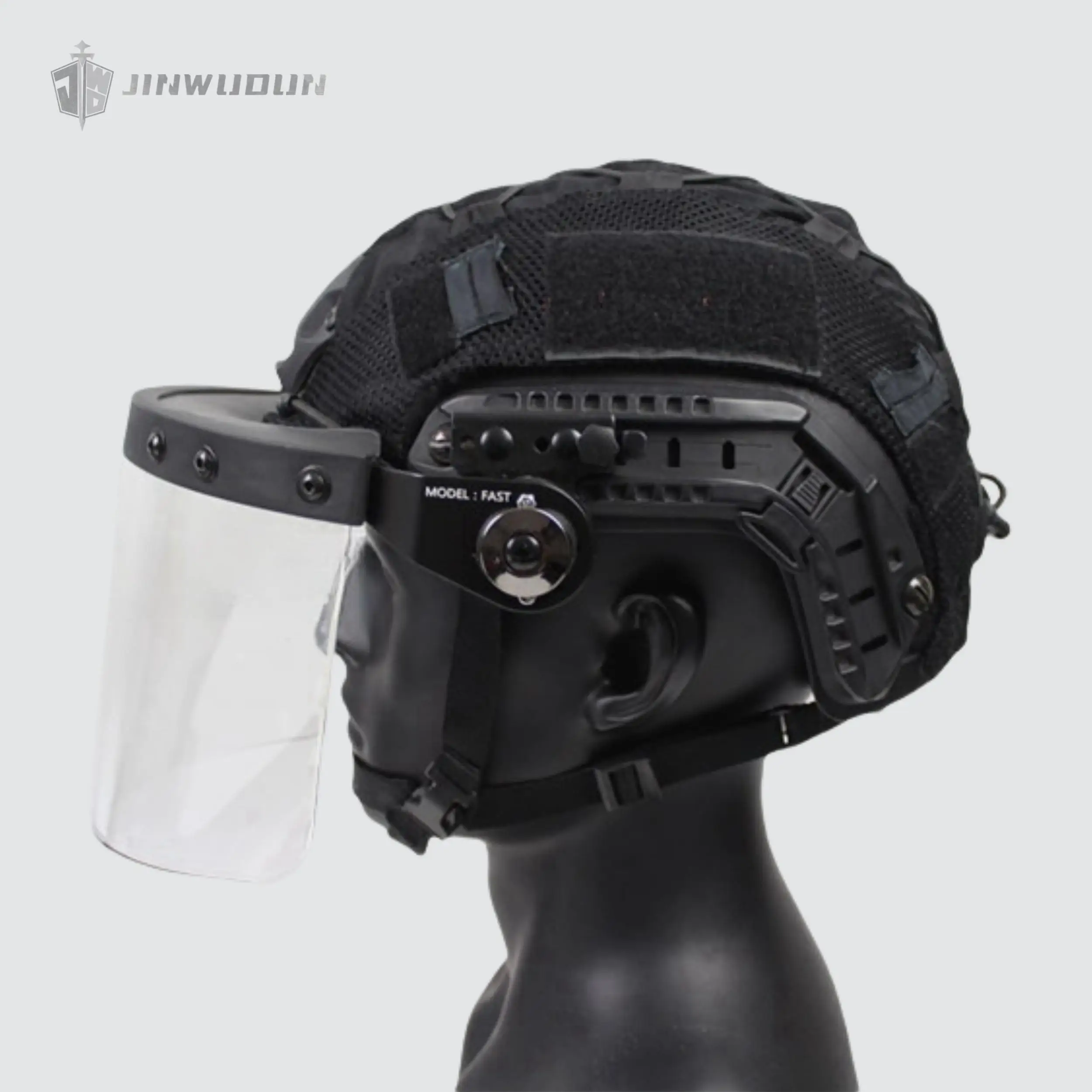 Máscara antidisturbios a prueba de balas de alta resistencia, máscara transparente V50, lente de PC, marco de acero inoxidable para casco FAST MICH - imagen 2