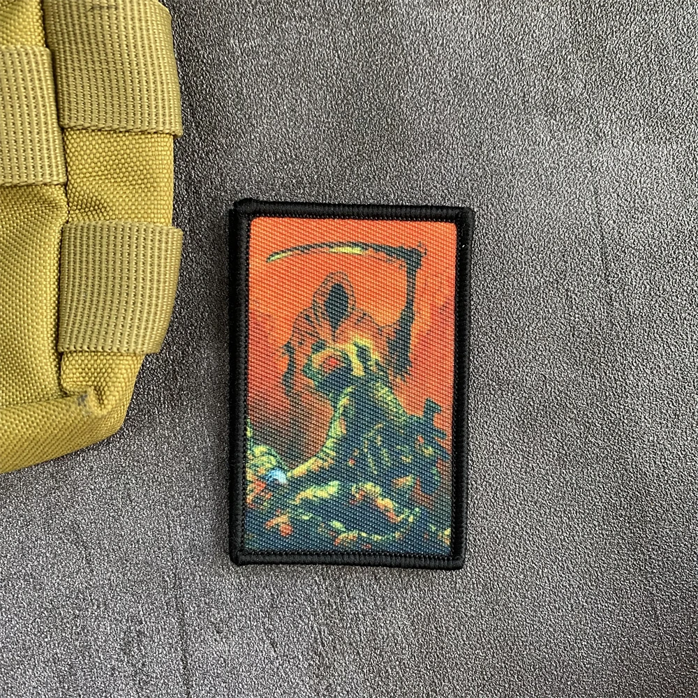 Parche de insignia de moral "Dance with Death", "Not Today", soldado táctico, pegatina de mochila médica, emblema militar con estampado de gancho y bucle - imagen 4