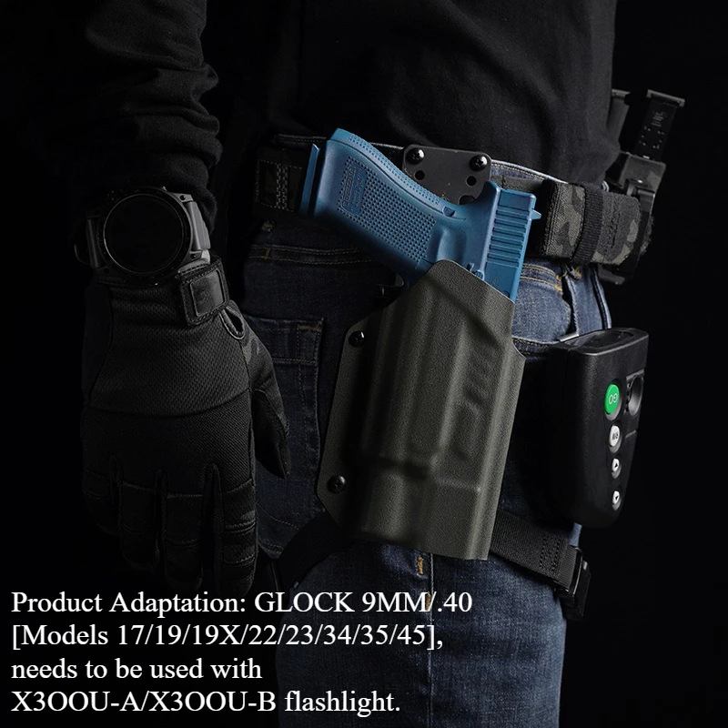 Funda táctica Kydex portátil y ligera de extracción rápida que se adapta perfectamente a pistolas Glock17 19 19x 22 con linterna de X3OOU-A/X3OOU-B - imagen 2