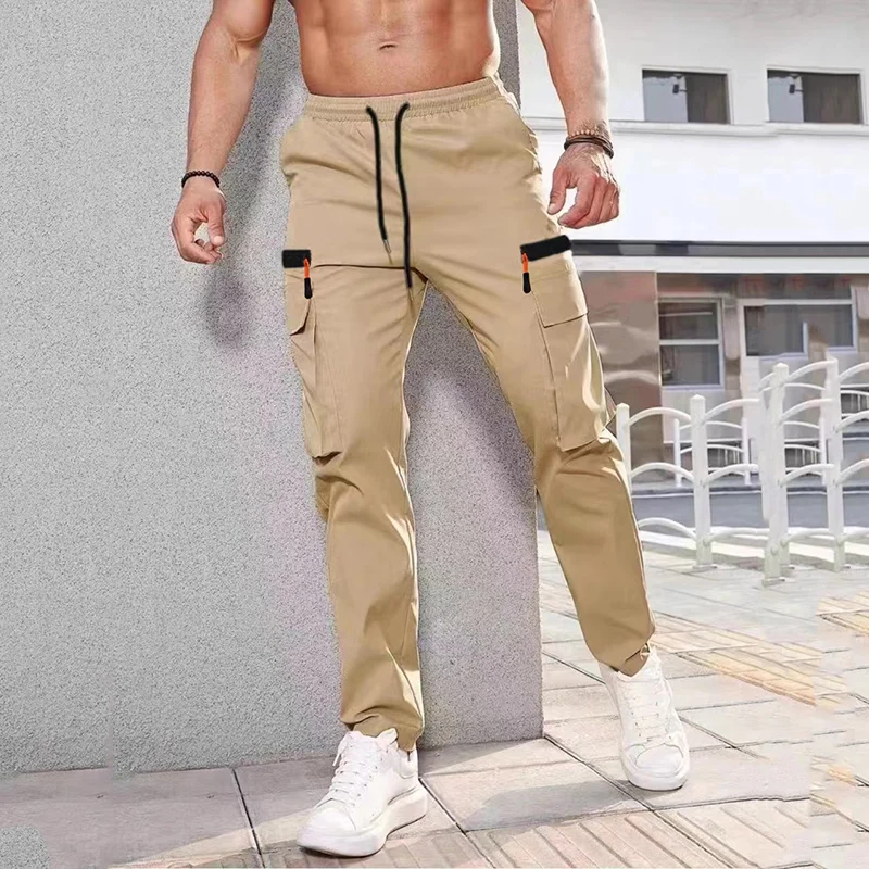 Nuevos pantalones informales de trabajo para hombre, pantalones Cargo con múltiples bolsillos, pantalones de chándal rectos a la moda, ropa de trabajo ligera para senderismo al aire libre de verano - imagen 2