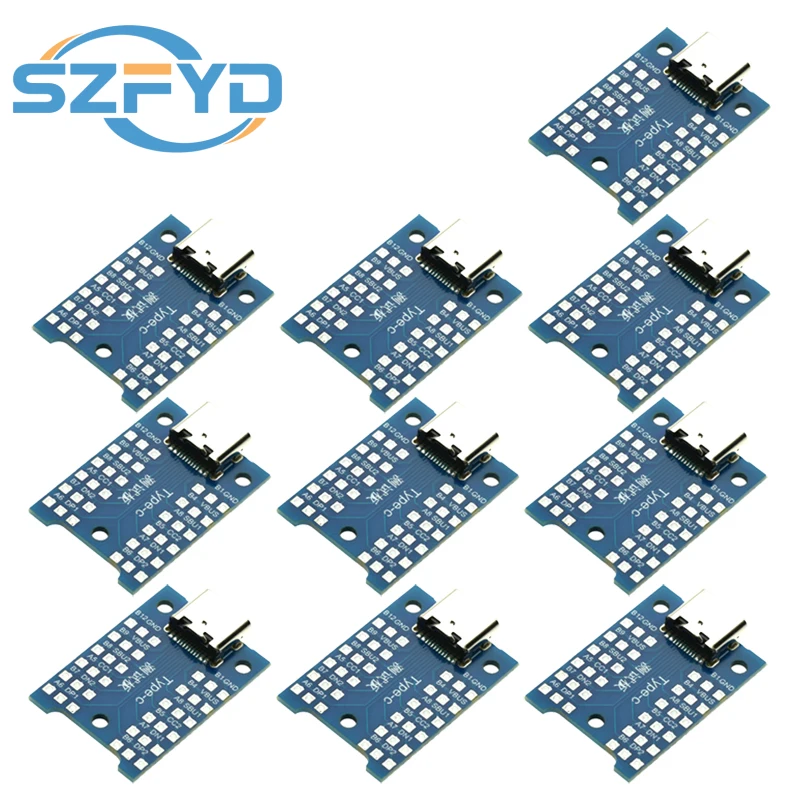 Placa de ruptura tipo C, interfaz USB, placa de carga de prueba USB, conector adaptador de placa PCB de prueba USB 3,1 tipo C, 1-10 Uds.
