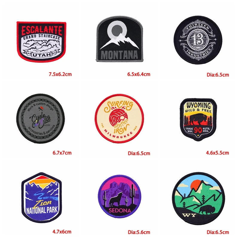 Parche bordado de viaje de montaña, parches de paisaje Natural en la ropa, parches de Camping para ropa, pegatina de costura de chaqueta, 10 unids/lote - imagen 3