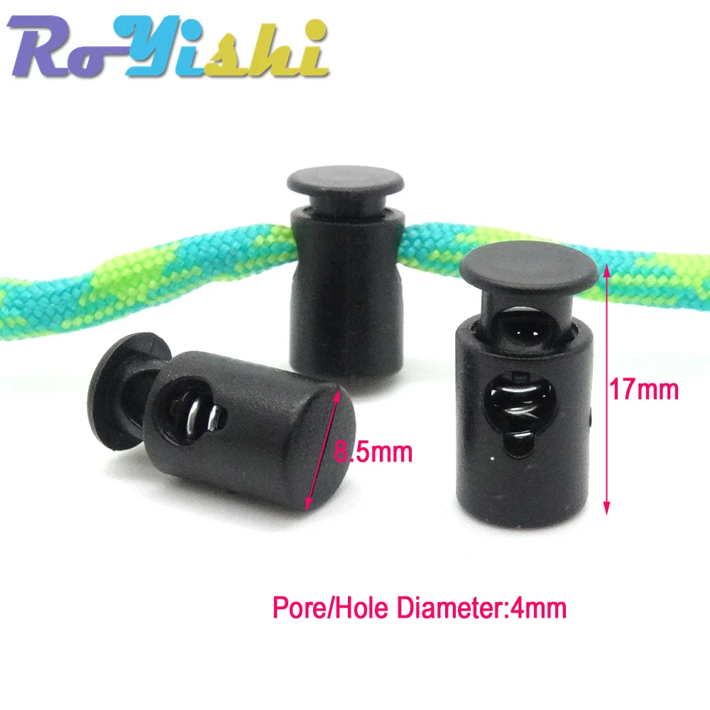 10 unids/pack Mini tapón de bloqueo de cordón ampliamente utilizado para accesorios de ropa/bolsas/encaje de zapatos negro - imagen 2