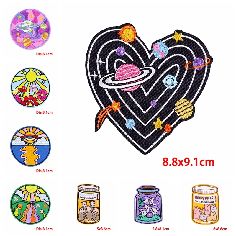 Parche bordado de setas de sol, parches termoadhesivos de dibujos animados para ropa, letras para planchar, bricolaje, 10 unids/lote - imagen 5