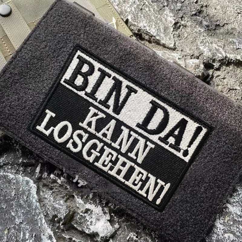 ¡BIN DA! ¡ KANN LOSGEHEN! Parche insignia de moral militar bordado gancho y bucle mochila ropa pegatina decorativa brazalete - imagen 3
