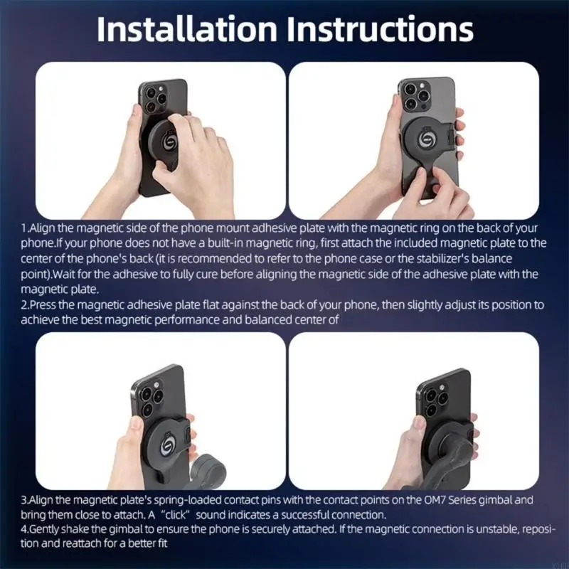 Estabilizadores magnéticos para teléfono Montaje Compatibilidad total con dispositivos Configuraciones instantáneas K1KF - imagen 5