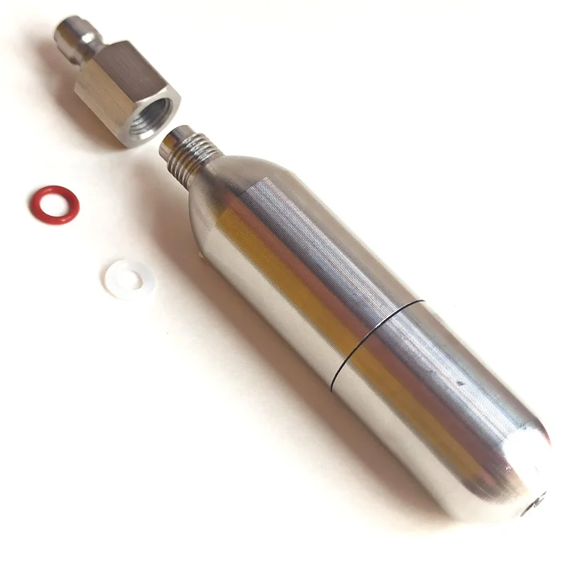 Mini cartucho de Co2, adaptador de inflado de cerveza, cartuchos recargables con rosca 3/8-24 UNF para elaboración casera de café, refrescos, bebidas de jugo - imagen 3