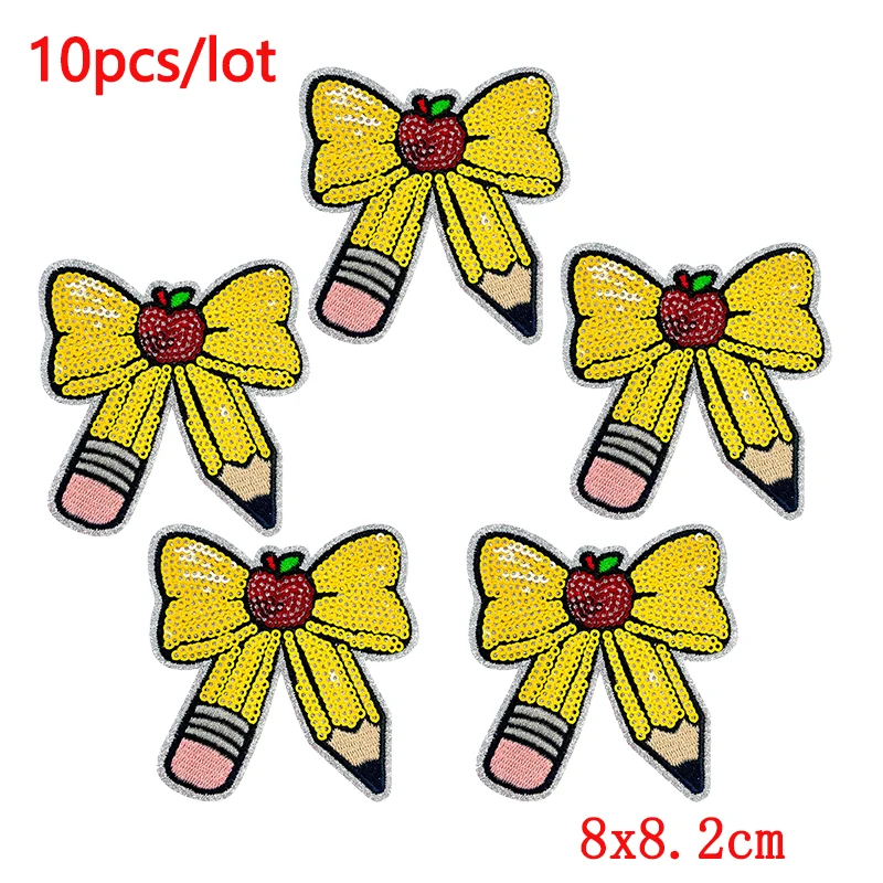 10 unids/lote de parches de pajarita de dibujos animados/letras, parches bordados para ropa, mochila, sombreros, parche para coser, parches para planchar para ropa - imagen 2