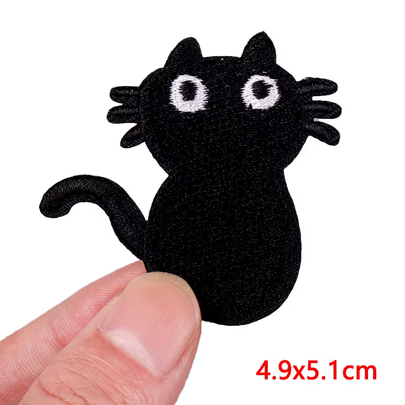 Parche bordado termoadhesivo gato negro – Para coser o planchar - imagen 5