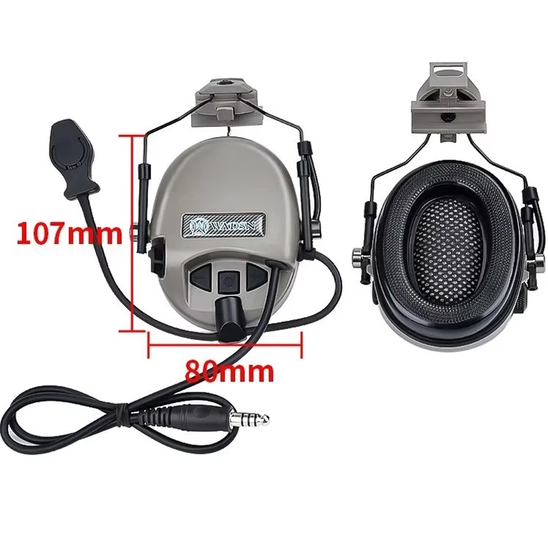Casco táctico de caza y tiro, auriculares tácticos civiles Sordin, auriculares CS para exteriores con adaptador de riel de 20mm U94 PTT - imagen 3
