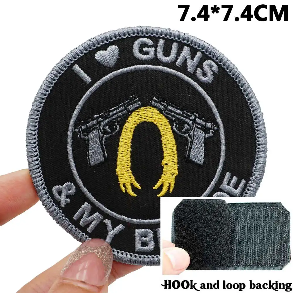 Parches bordados I LOVE GUNS AND MY BLONDE, apliques, etiqueta de costura, banda de motociclista punk, insignias para ropa de Rock con respaldo de gancho - imagen 2