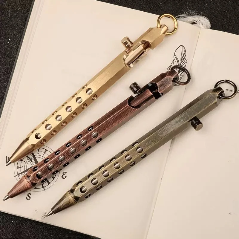 Bolígrafo latón con llavero – regalo táctico uso diario personalizable - imagen 5