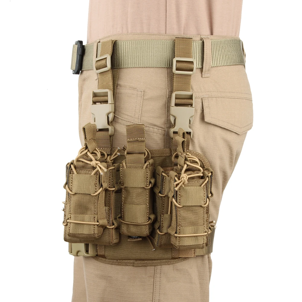 Panel Universal de pierna caída con bolsa para pistola, combinación de plataforma de muslo, Panel táctico MOLLE para caza y Paintball, juego de bolsas Mag - imagen 3