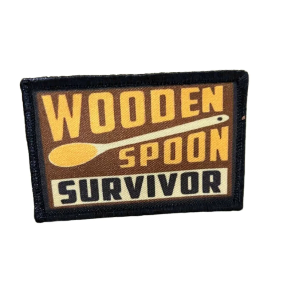Insignia de moral de supervivencia de cuchara de madera, brazalete bordado divertido, emblema de gancho y bucle, parche táctico militar de EE. UU., pegatinas de mochila de combate - imagen 5