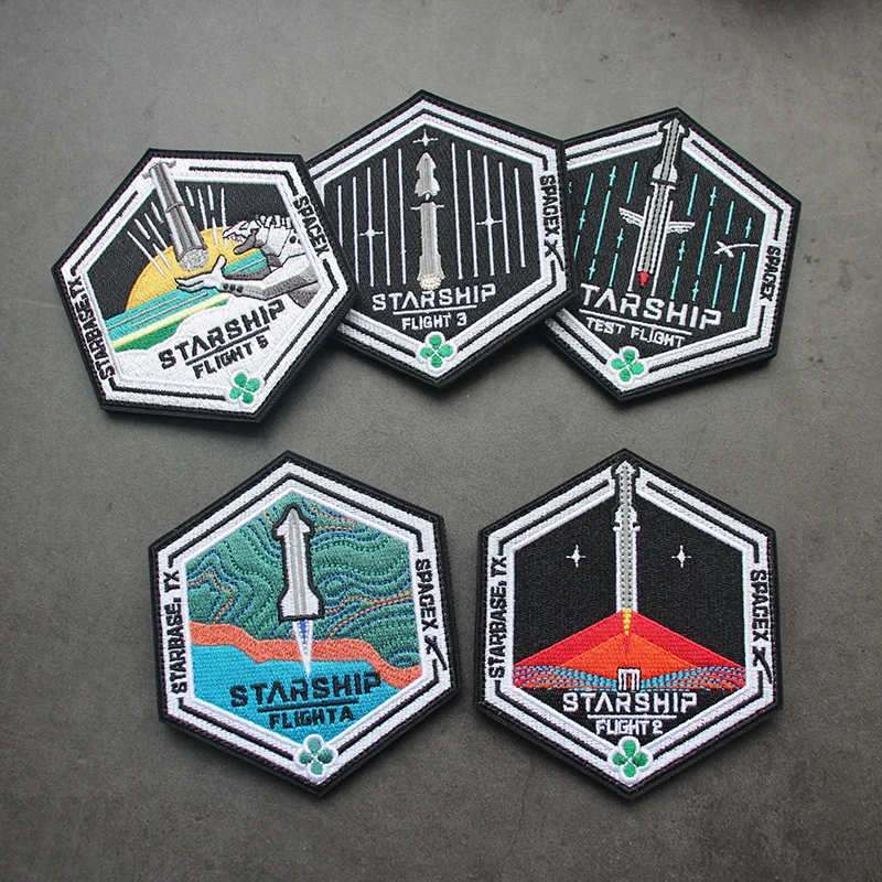 Starship SpaceX-parches bordados de exploración, insignia táctica de vuelo Starbase TX, brazalete para ropa, mochila, decoración DIY - imagen 5