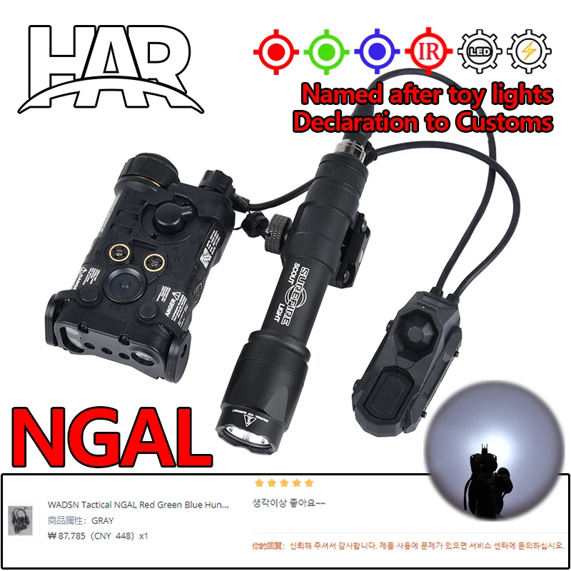 WADSN-linterna NGAL M300A M600C, luz de explorador de caza con interruptor de Control Dual AXON, compatible con riel de 20MM DBAL X300 XC2 SF - imagen 2