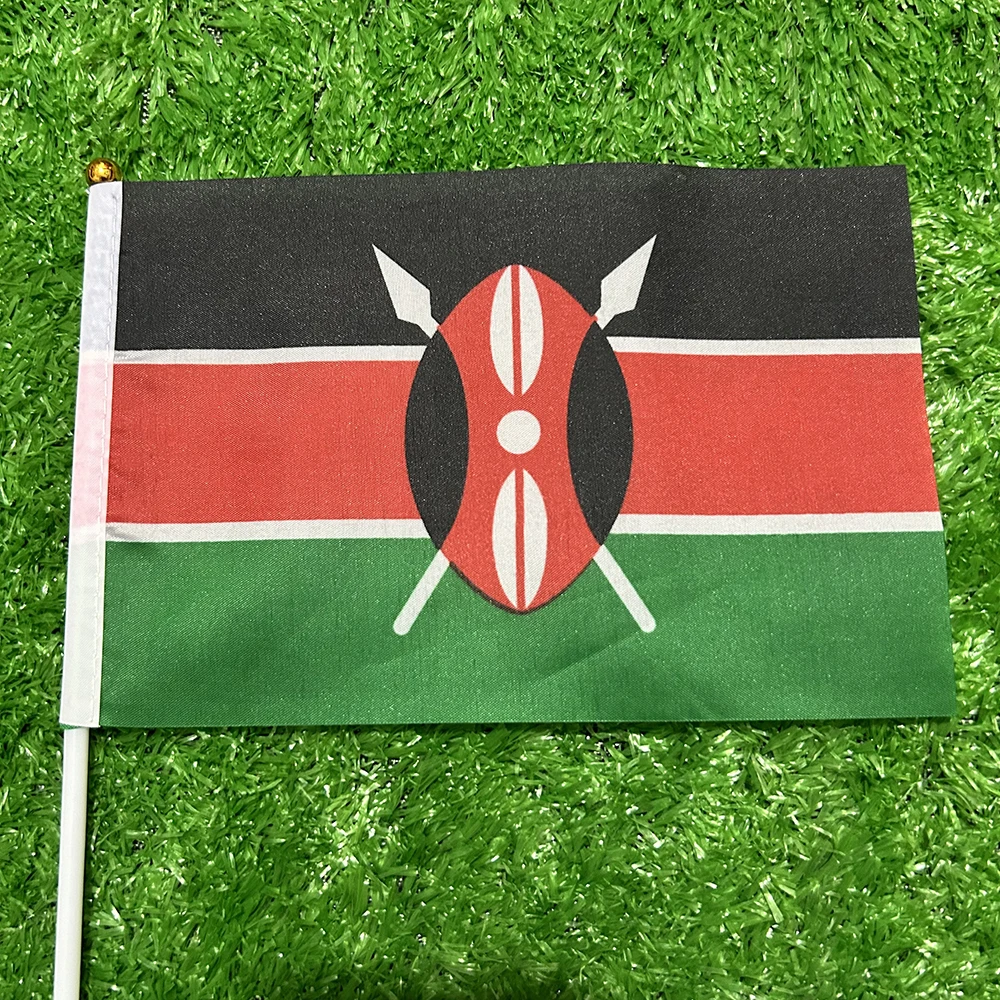 Bandera de mano de Kenia con palo de plástico para eventos deportivos - imagen 4