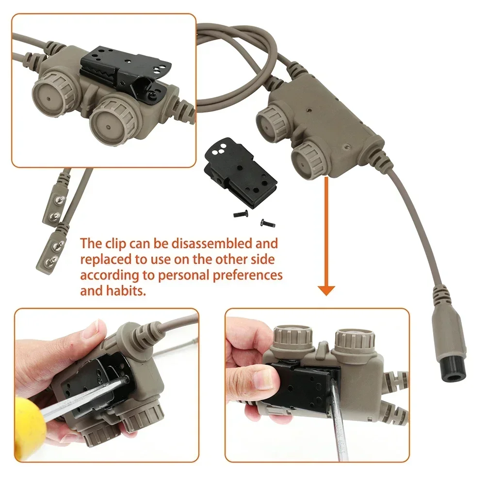 TS TAC-SKY RACPTT Adaptador de comunicación dual para COMTAC3 táctico con auriculares SORDI Connect Two K Plug Walkie Talkie - imagen 5