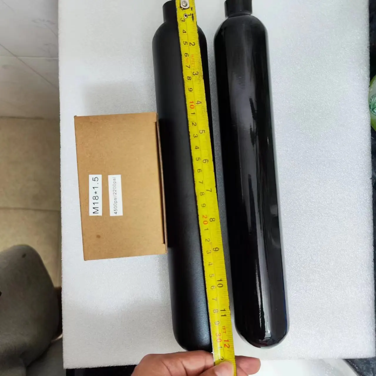 Botella redonda de aluminio mate de 0,38l, 50mm OD M18 * 1,5, botella con tanque de rosca, apertura de botella de 20Mpa, no sellada para buceo cilíndrico - imagen 3