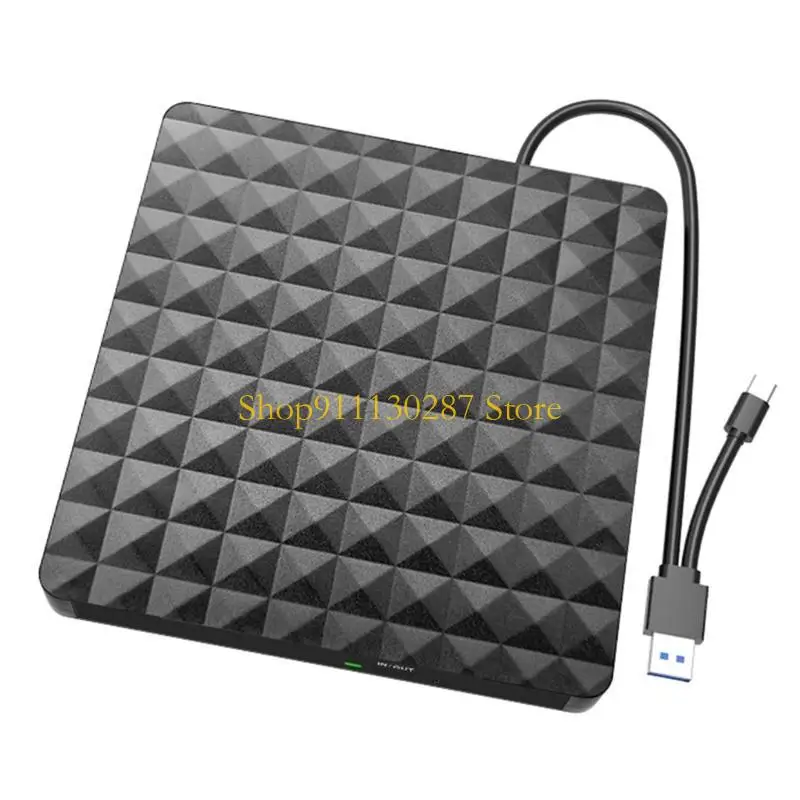 J1HC USB DVD externo DVD Writer Drive con patrón diamante, quemadores DVD tipo C portátiles para copias datos - imagen 5