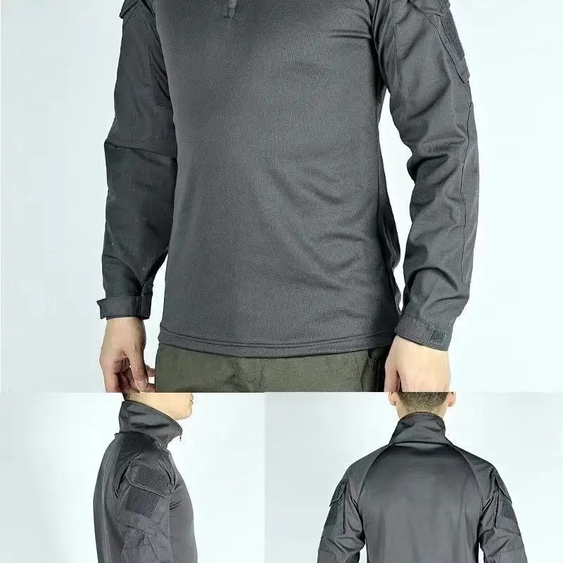 Camiseta táctica de combate Multicam para hombre, camisa negra de manga larga de camuflaje para Airsoft, ropa de caza y acampada - imagen 4