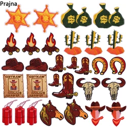 Parches bordados de vaquero del oeste de dibujos animados, 10 piezas, para ropa, sombreros, chaquetas, botas de caballo, Parche de cabeza de toro, parches para planchar, insignia para coser