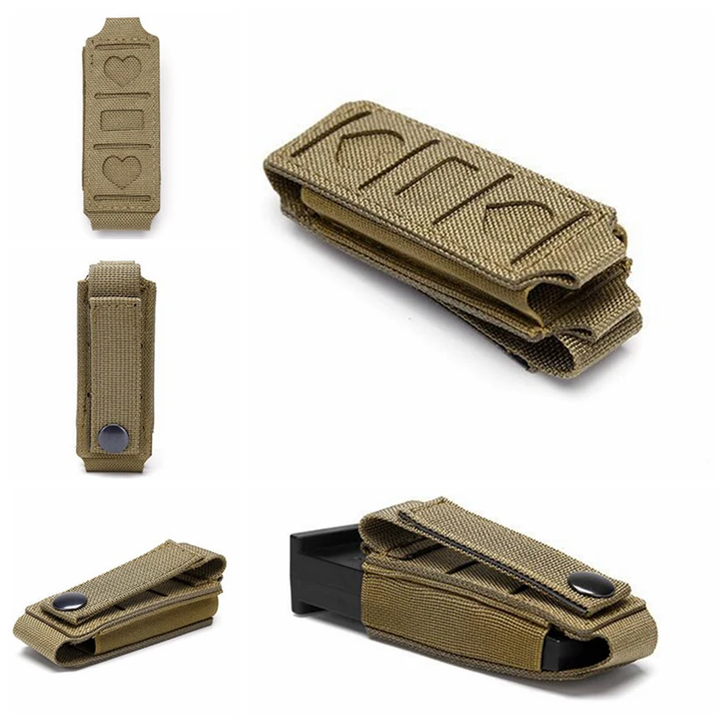 Bolsa táctica MOLLE para revistas individual de 9mm, funda para revistas con tapa abierta, bolsa para revistas de pistola, caja, bolsa de herramientas para cinturón - imagen 3
