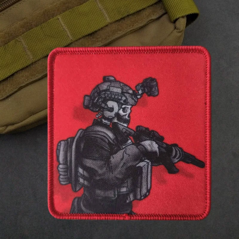 Parche con estampado de calavera y soldado, chaleco táctico, parches de gancho y bucle para ropa, brazalete, sombreros militares, insignia de moral, pegatinas para mochila - imagen 5