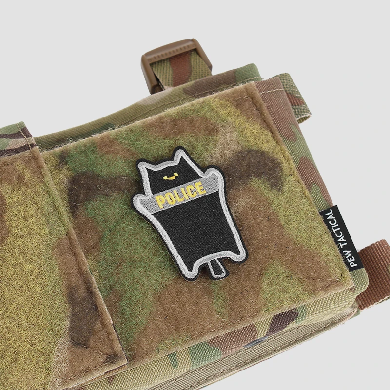 Lindo parche táctico bordado de animales de POLIZEI para ropa y mochilas diseños de gatos siameses y Sanhua en negro, blanco y gris - imagen 4