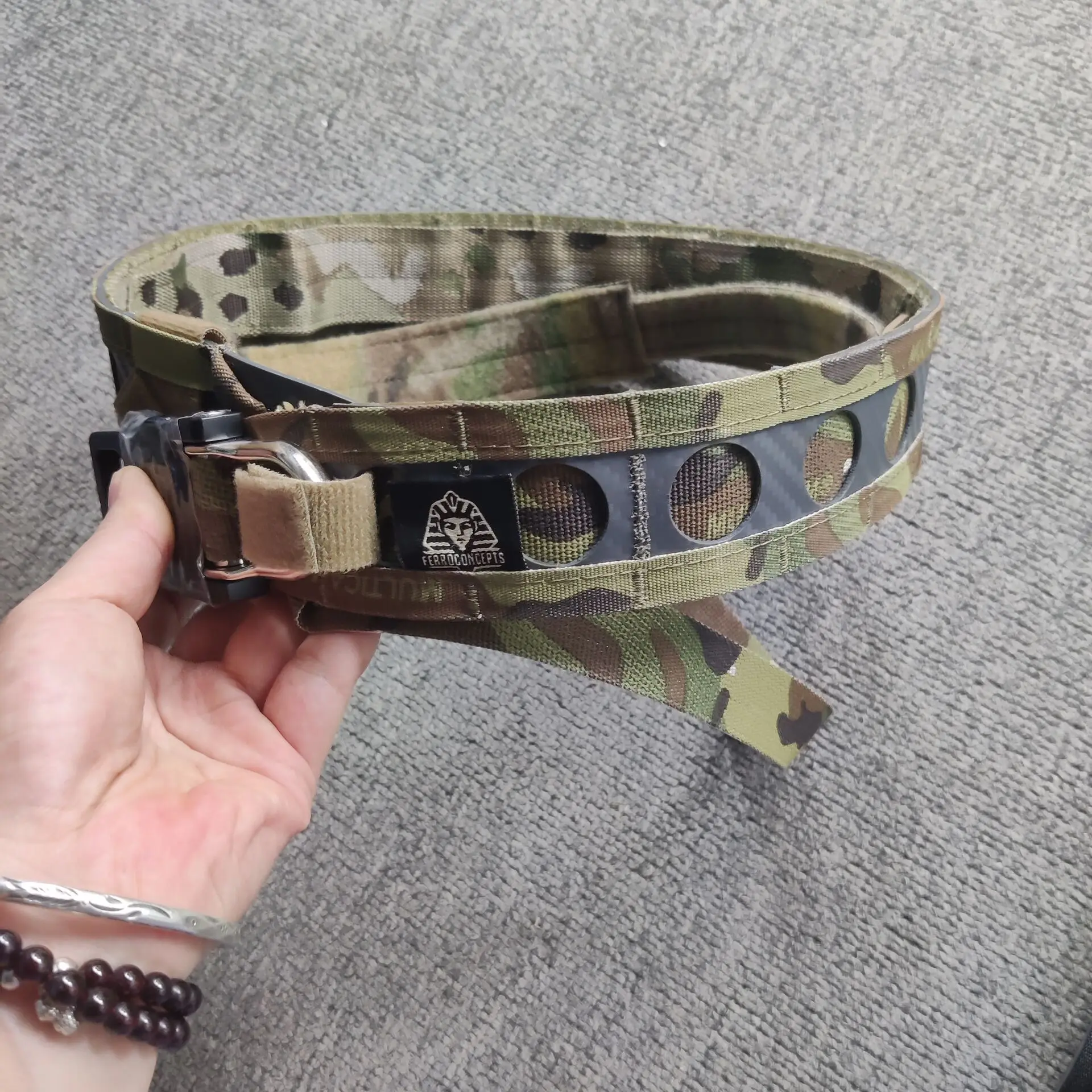 Pretina táctica estilo Ferro, ligera, de liberación rápida, interior y exterior, doble cinturón táctico para airsoft - imagen 4