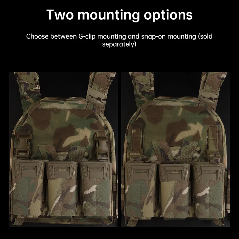 Bolsa táctica Triple Mag multicalibre M4 5,56, 7,62x39, 9mm, mordazas Glock extendidas, tarjeta frontal, bolsa MOLLE para caza y agilidad - imagen 4