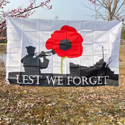 Día conmemorativo, 90x150cm, bandera del Día de la Memembrance, flor, fuerzas armadas del ejército militar, mentira, olvidar la guerra, WW1, WW2, doble costura, Vivid Co