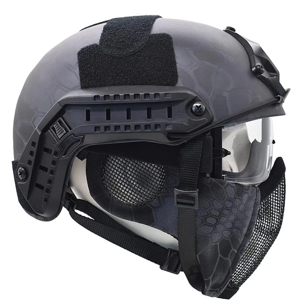 Casco táctico de caza rápida combinado con máscara de malla de media cara plegable y gafas para juego de Paintball CS - imagen 2