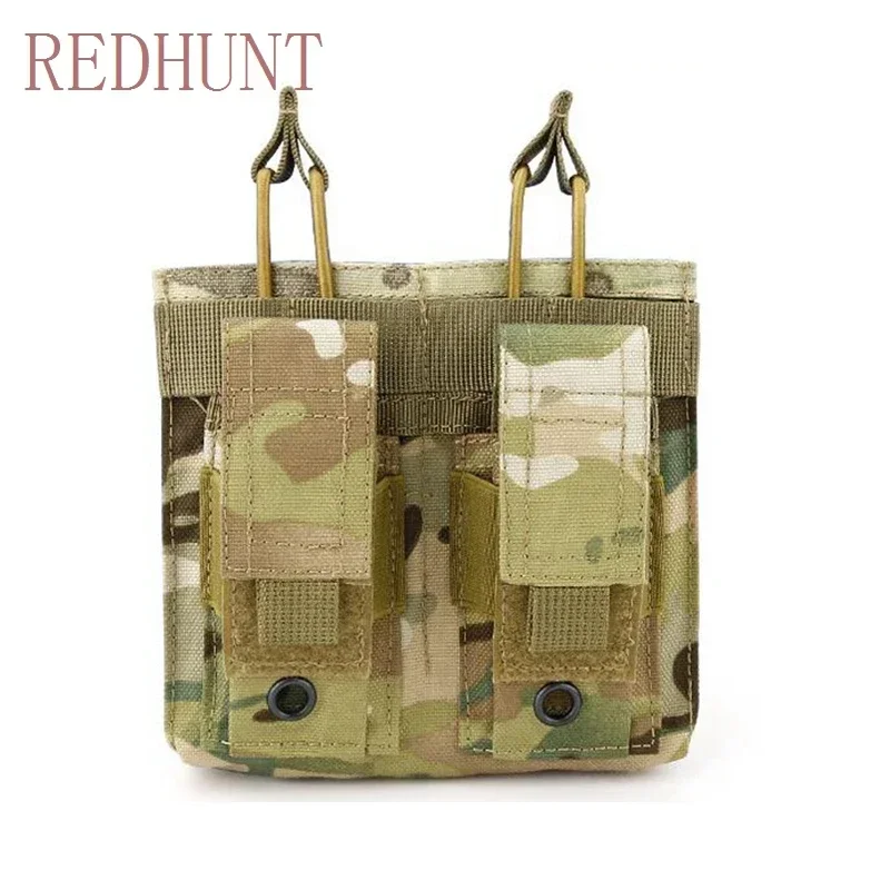 Bolsa doble para revista táctica Molle, paquete magnético con tapa abierta, equipo de caza, funda portadora de Rifle para Molle de 9MM - imagen 5