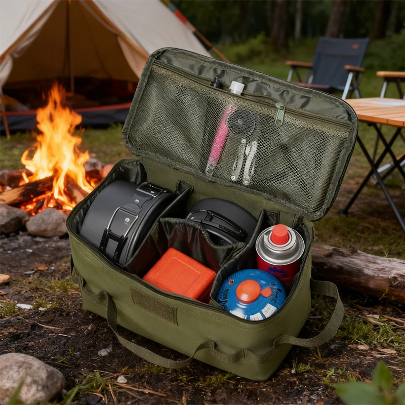 Bolsa de herramientas para uñas de gran capacidad, bolsa con asa para utensilios de cocina para Picnic, bolsa de almacenamiento para tanque de Gas para acampar al aire libre