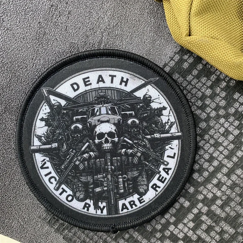 Parche de calavera "DEATH VICTORY AREREAL", insignia de moral militar táctica, gancho y bucle, mochila, ropa, pegatina decorativa, brazalete - imagen 4