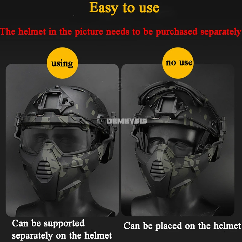 Máscara facial táctica Airsoft y Paintball con gafas integradas - imagen 3