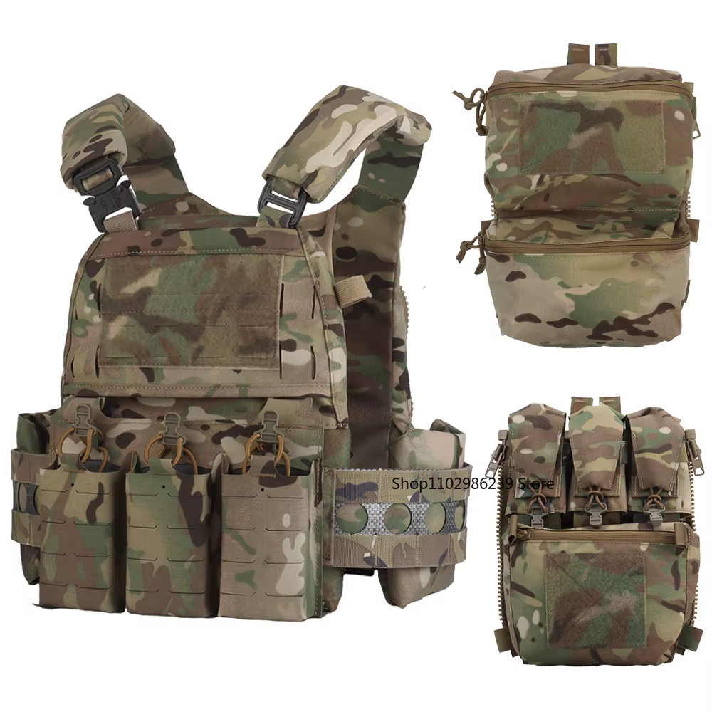 Chaleco táctico FCPC V5 MOLLE con bolsa trasera portaplacas