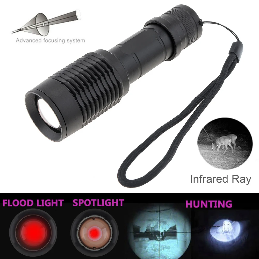 Linterna de iluminación portátil para caza y pesca, luz LED táctica con zoom, blanca, roja, verde, 1000LM/2000 LM - imagen 5