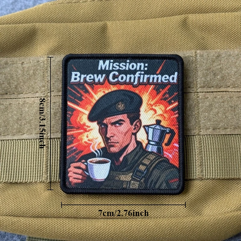 Parche táctico velcro soldado de café divertido, gancho y bucle - imagen 2