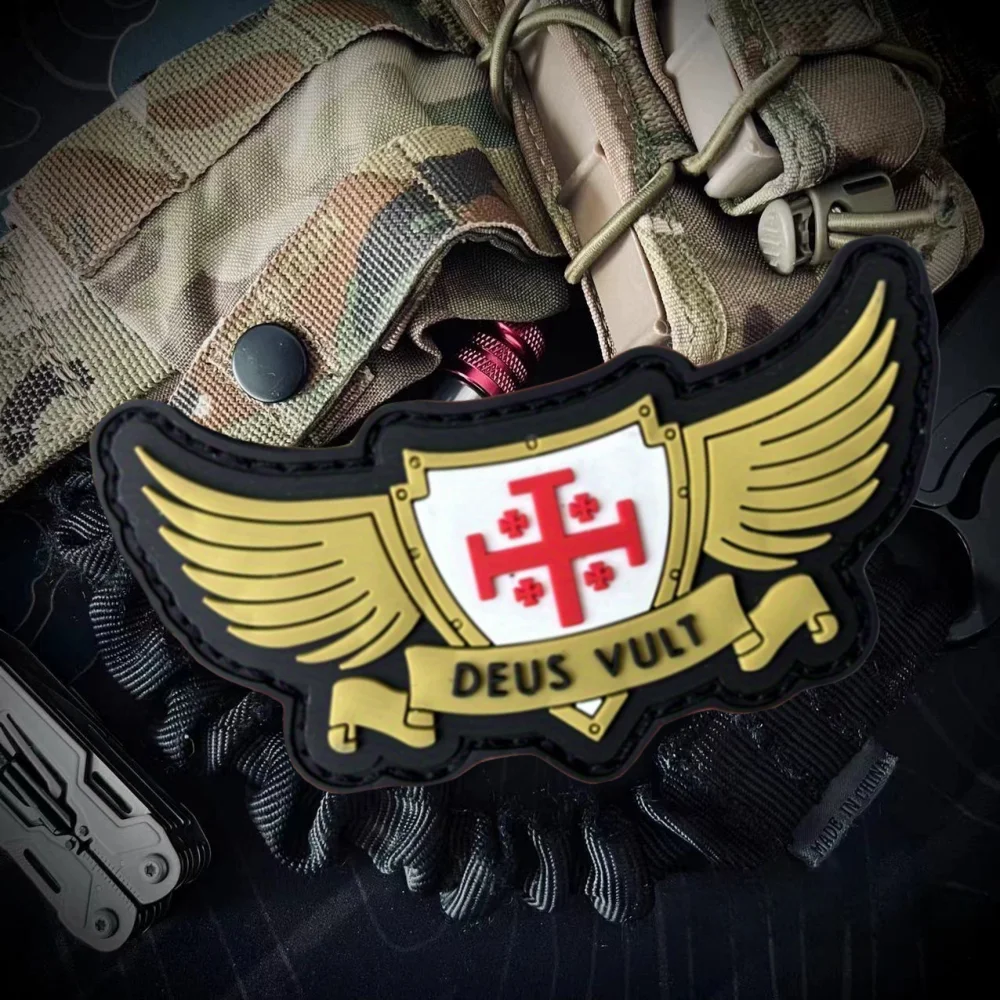 Parche táctico DEUS LULT, alas de piloto, parches de gancho y bucle de PVC, brazalete, insignia de moral militar, mochila, pegatinas para ropa - imagen 5
