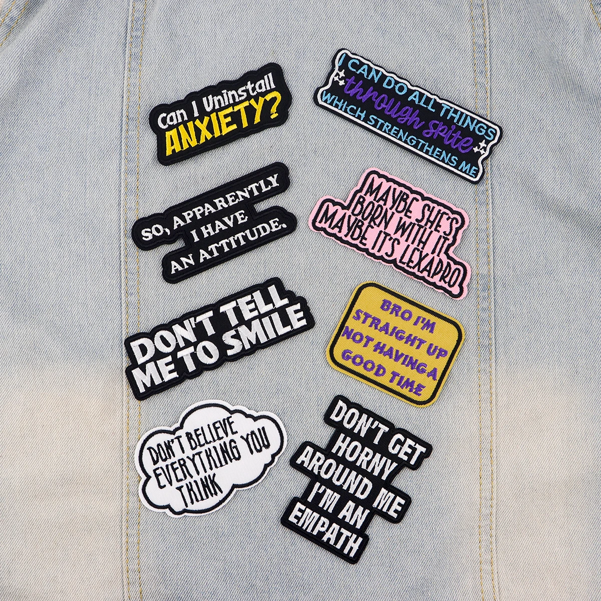 Parche bordado con letras, citas divertidas, parches para planchar para ropa, parches termoadhesivos para ropa, insignias para coser DIY - imagen 2