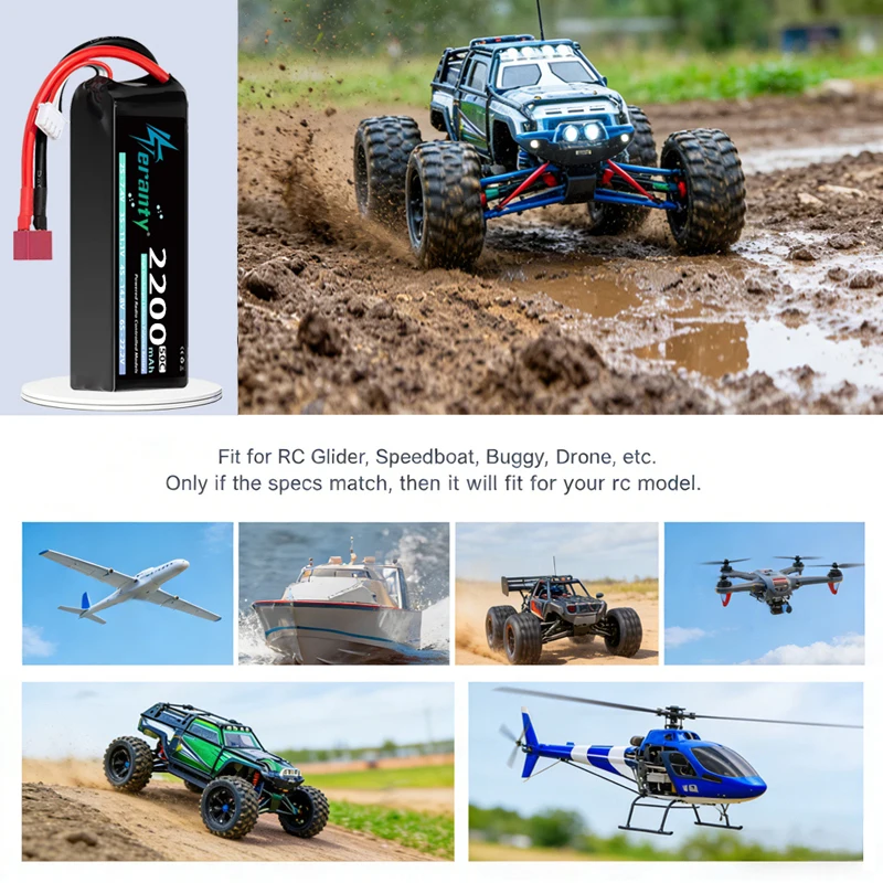 TERANTY 3S 2200mAh Lipo batería 11,1 V 50C/100C con enchufe T XT60 para Dron FPV avión RC coche camión grafeno barco piezas de modelo RC - imagen 5