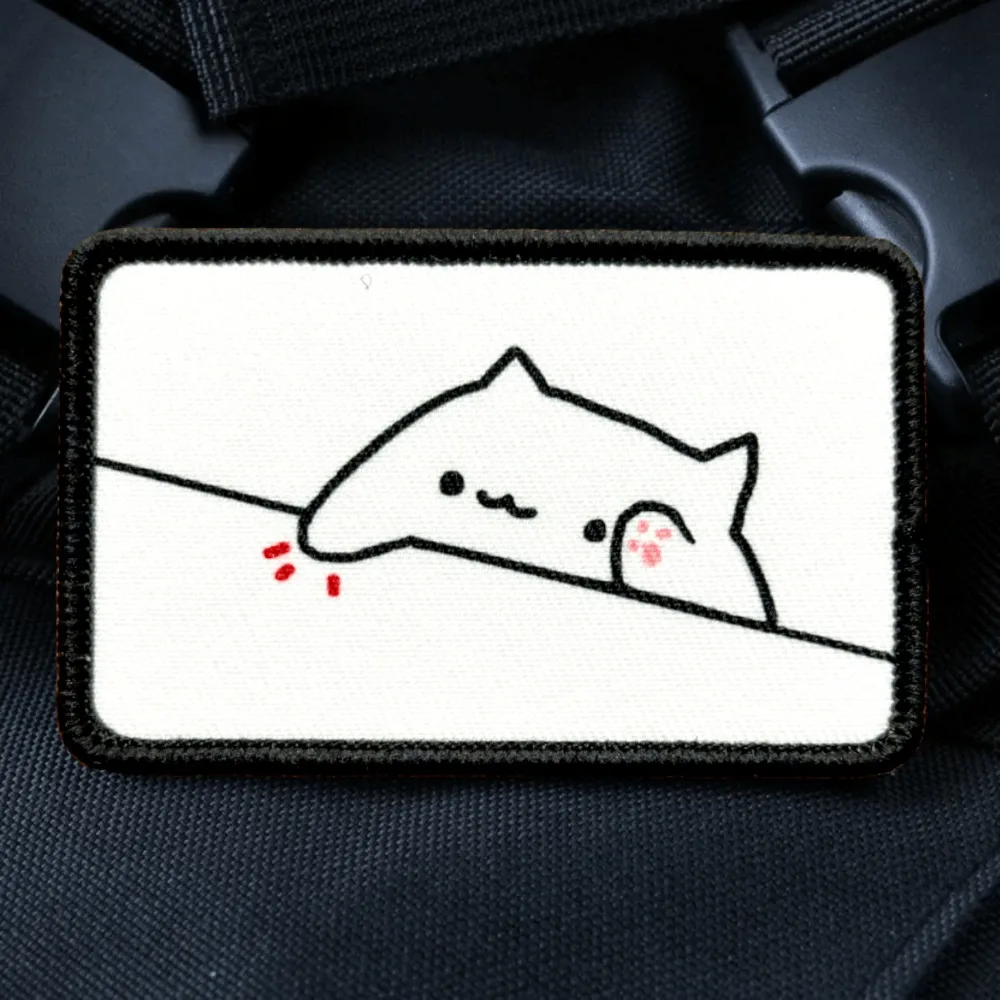 Parche táctico Bongo Fat Cat Meme Morale, parche de gancho y bucle impreso con gatos bonitos, insignia militar, brazalete, pegatinas para mochila - imagen 4