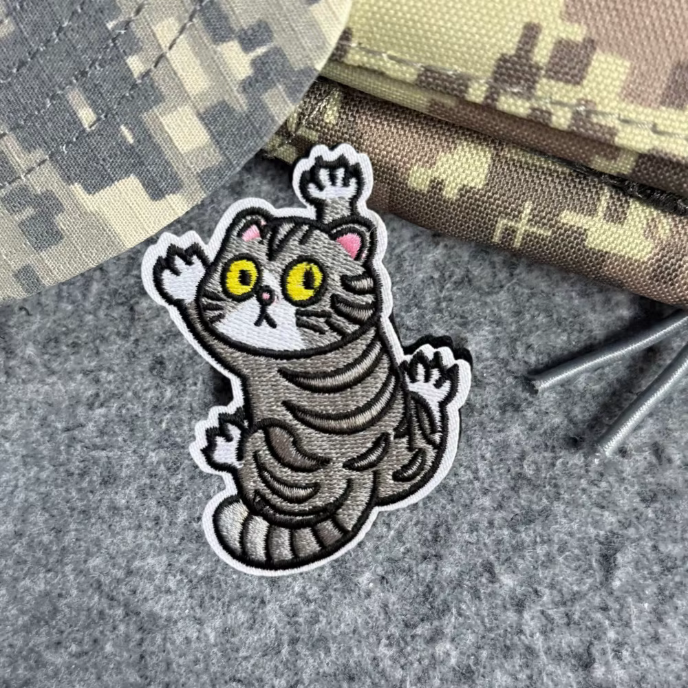 Parche táctico gato chevron bordado con velcro para mochila militar - imagen 2