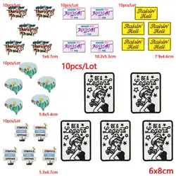 10 unids/lote de parches bordados con letras de dibujos animados para ropa, parches termoadhesivos con eslogan para planchar