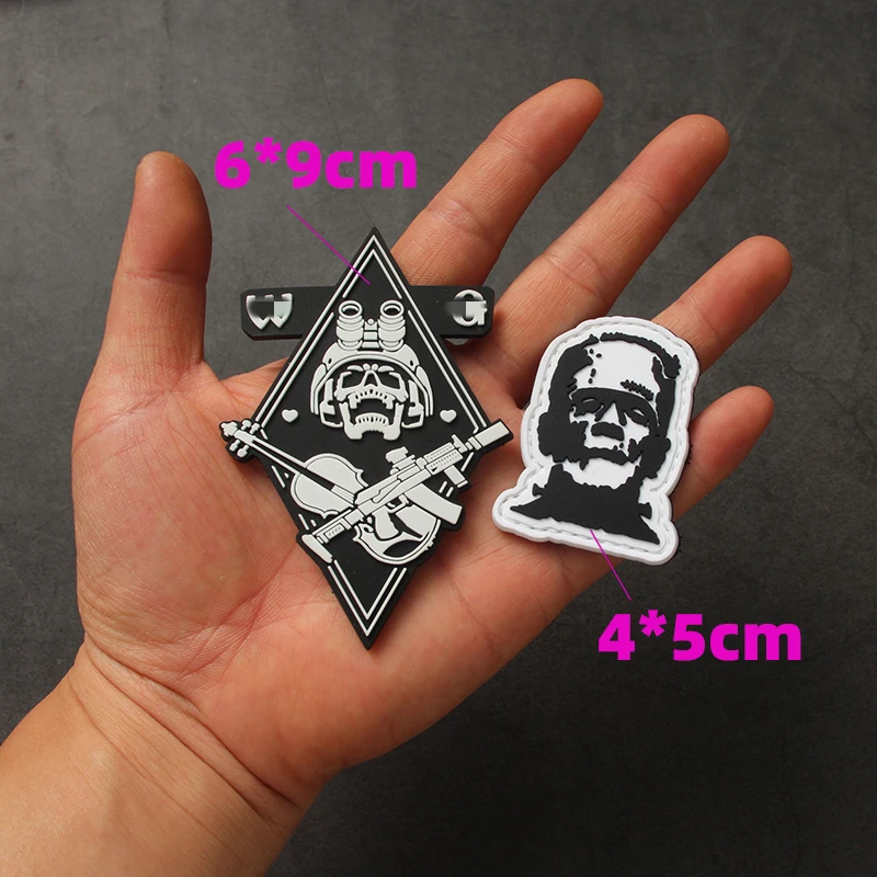 Parche luminoso de PVC de Victor Frankenstein, insignia táctica de calavera de científico de terror de ciencia ficción para decoración de bolsa de ropa - imagen 2